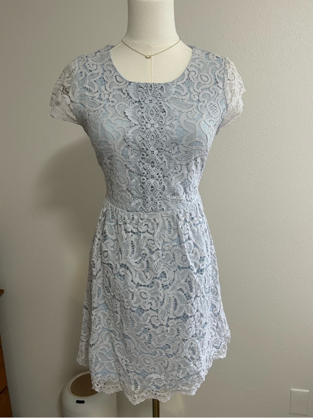 Altar'd State Pale Blue Lace Mini Dress